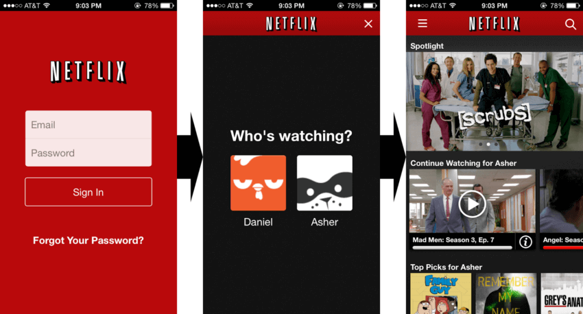 How to create a mobile app UI design - Netflix