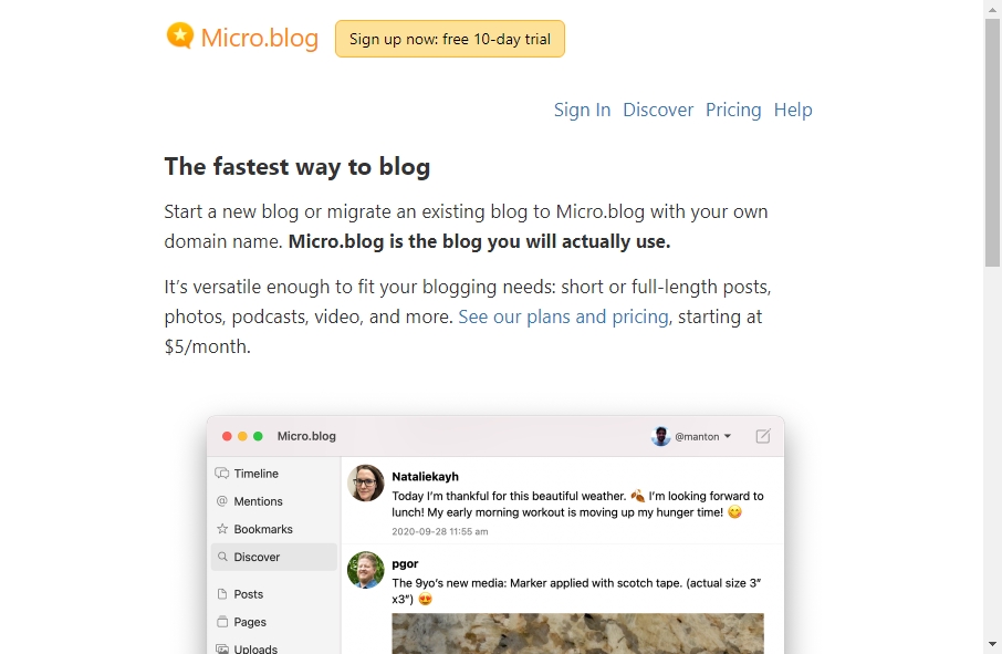 Microblog Websites Examples 9