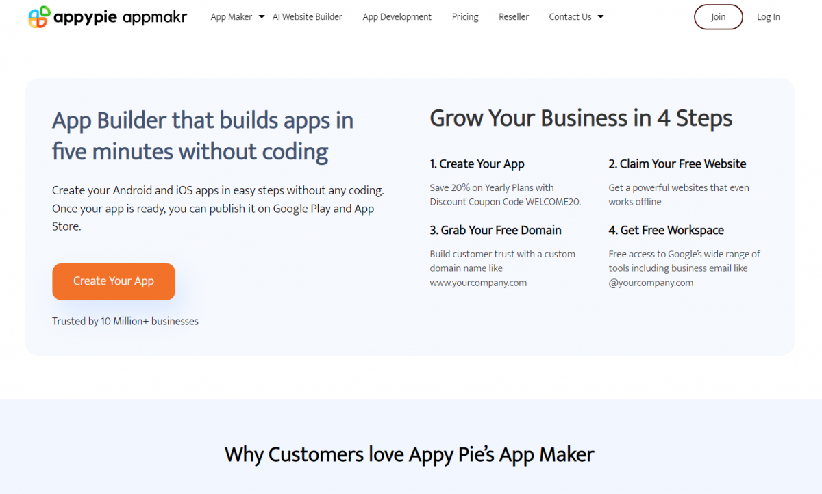 Appy Pie low-code platform